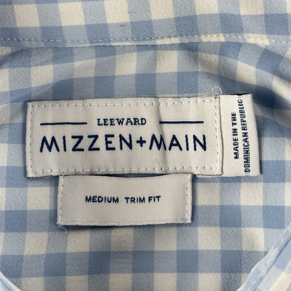 Mizzen + Main Mens Shirt M Trim Fit Leeward Blue Label Stretch Medium - Picture 6 of 7